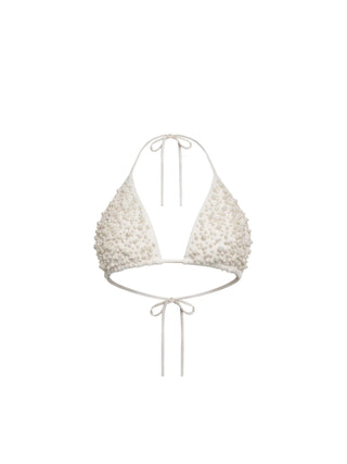 Silence top reggiseno con perle bianco SLBO012APP OFF WHITE SILENCE