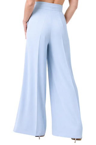 Silence pantaloni palazzo vita alta celeste