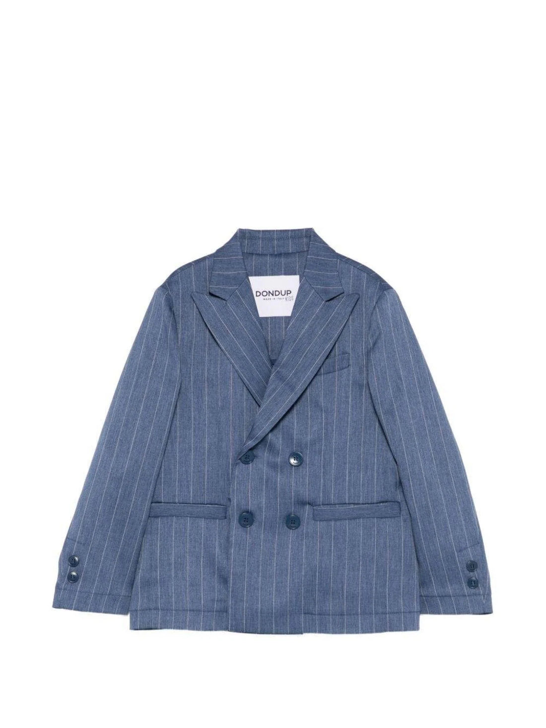 Dondup giacca doppiopetto bambino in fantasia gessata blu