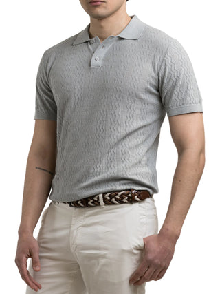 Yes Zee polo uomo in maglia trama chevron verde salvia