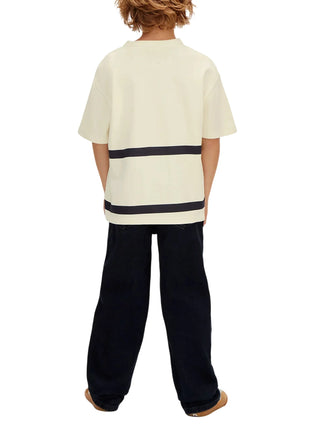 Calvin Klein Jeans T-shirt bambino manica corta con logo panna