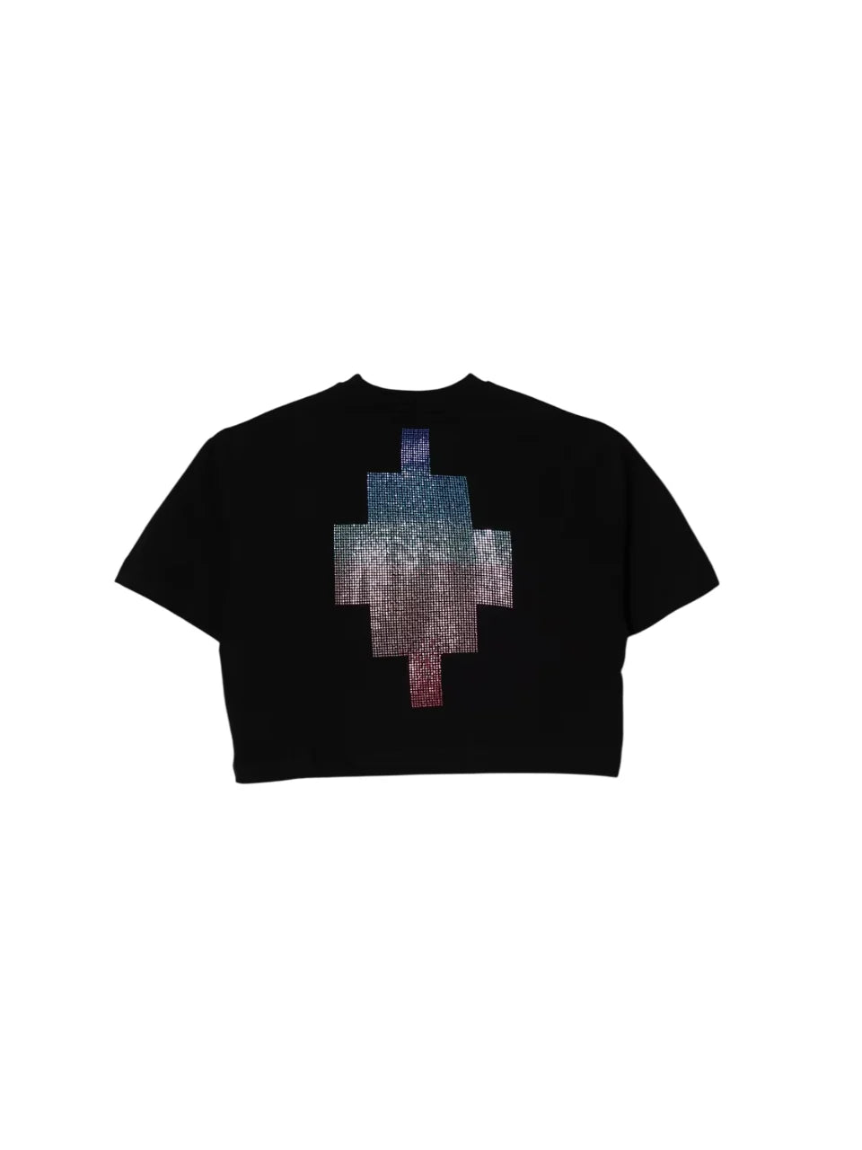 County of Milan T-shirt crop bambina con logo strass nero