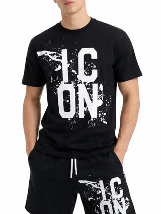 Icon T-shirt uomo manica corta stampa logo nero