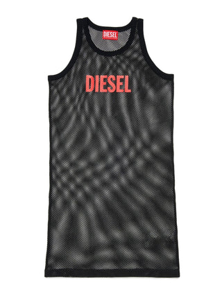 Diesel canotta bambina a rete con logo nero