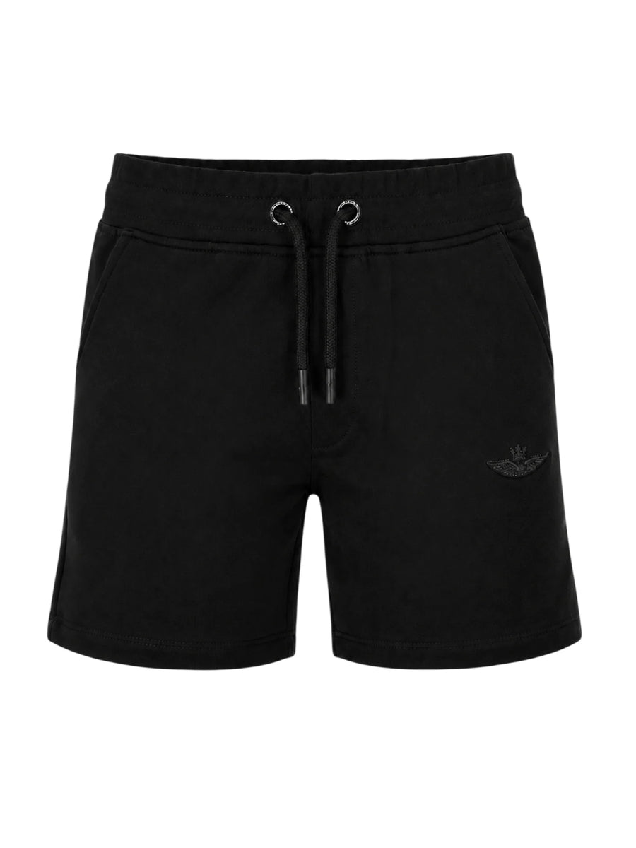 Aeronautica Militare bermuda bambino con logo ricamato nero