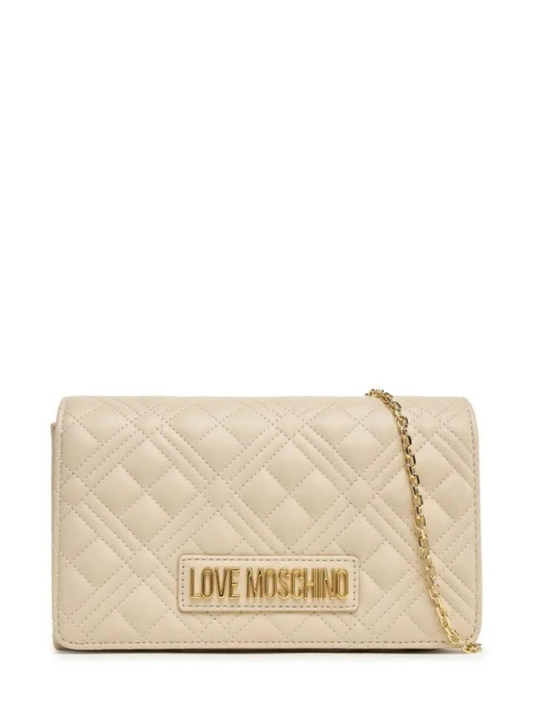 Love Moschino borsa a tracolla in ecopelle trapuntata ecrù oro