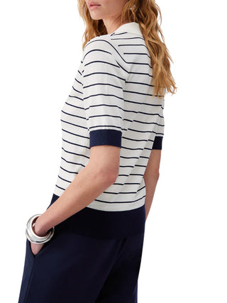 Liu Jo maglia stile polo a righe panna blu