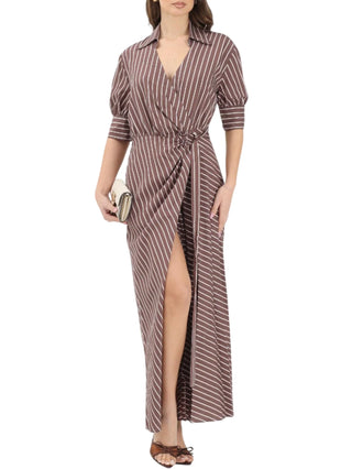 Pinko abito chemisier lungo a righe Alexandra marrone