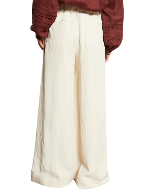 Jc Sophie pantaloni palazzo Leaf misto lino beige chiaro