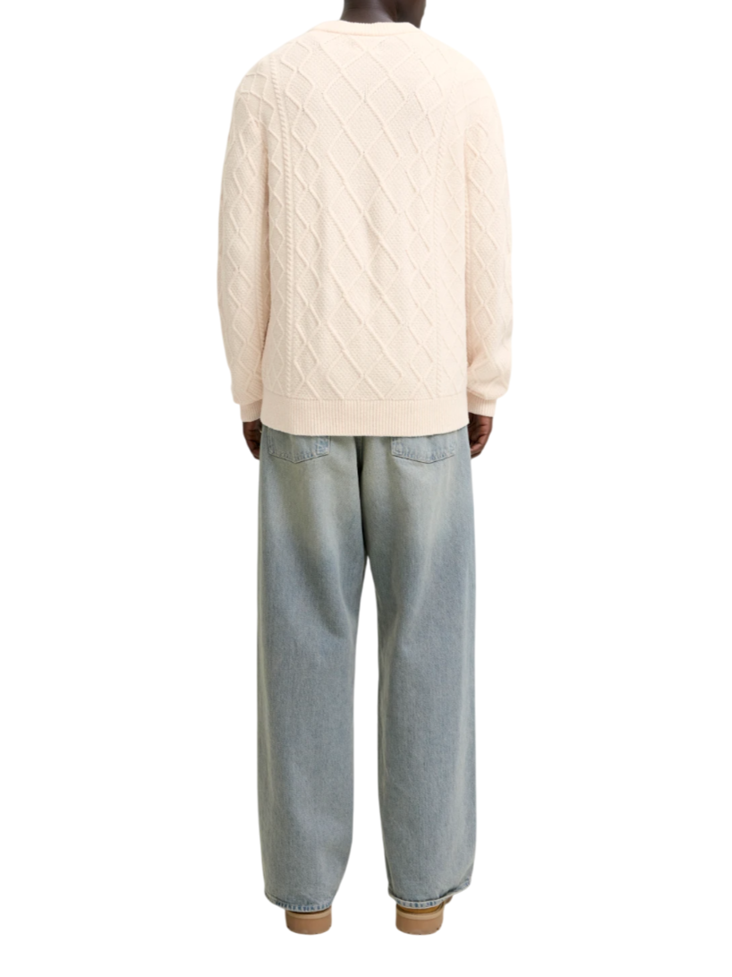 Jack&Jones maglia uomo trama a rombi panna
