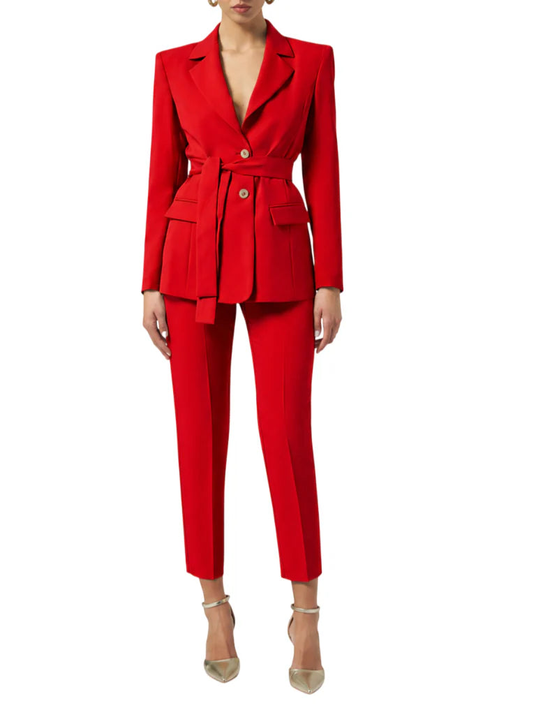 Silence pantaloni donna slim Chassy vita alta rosso