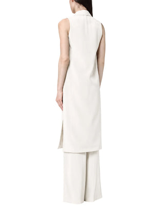 Simona Corsellini gilet lungo donna con bottone gioiello panna