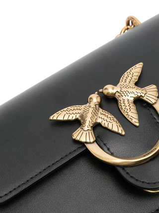 Pinko borsa Love One Mini in pelle con logo Love Birds beige oro 100074-A0F1 Z99Q PINKO 