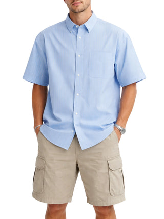 John Richmond camicia uomo a righe manica corta celeste