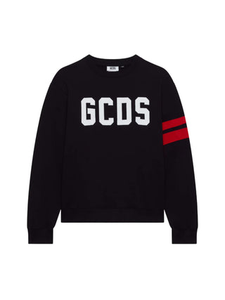 GCDS felpa bambino con maxi logo nero