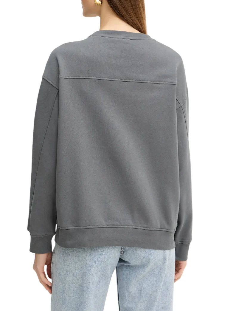 Pinko felpa Nelly con ricamo Love Birds gioiello grigio