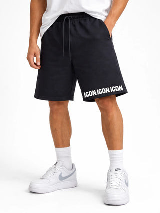 Icon bermuda uomo con stampa logo nero