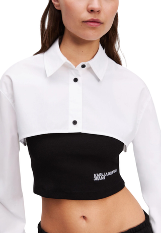 Karl Lagerfeld Jeans camicia con top crop bianco nero A3W11006 998 KARL LAGERFELD 