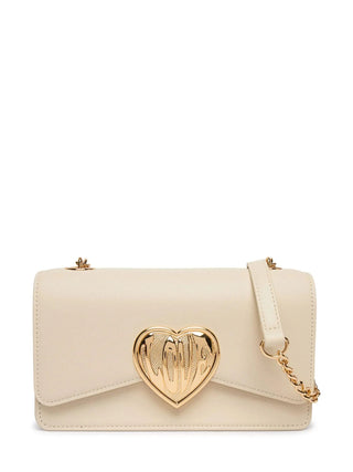 Love Moschino borsa a tracolla con placca logo ecrù