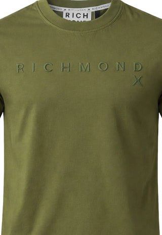 John Richmond T-shirt manica corta con logo verde militare
