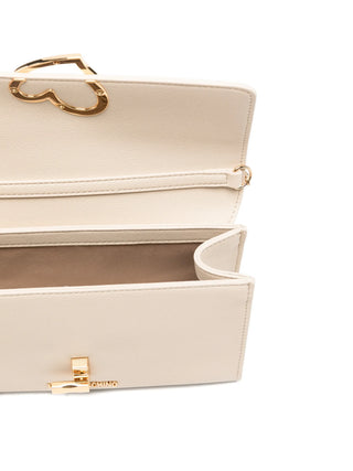 Love Moschino borsa a tracolla in ecopelle martellata ecrù