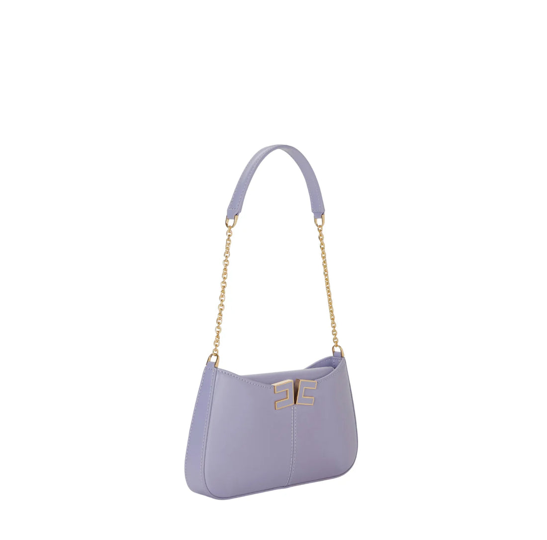 Elisabetta Franchi borsa a spalla con logo iconico lilla