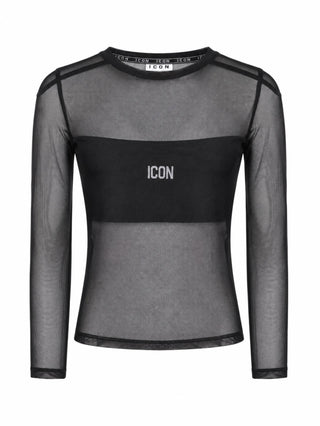 Icon T-shirt manica lunga bambina in tulle nero