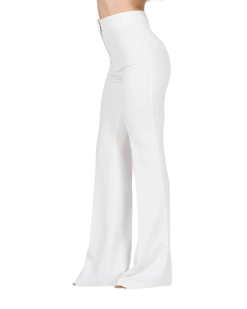 Silence pantaloni a zampa donna Pearly bianco latte