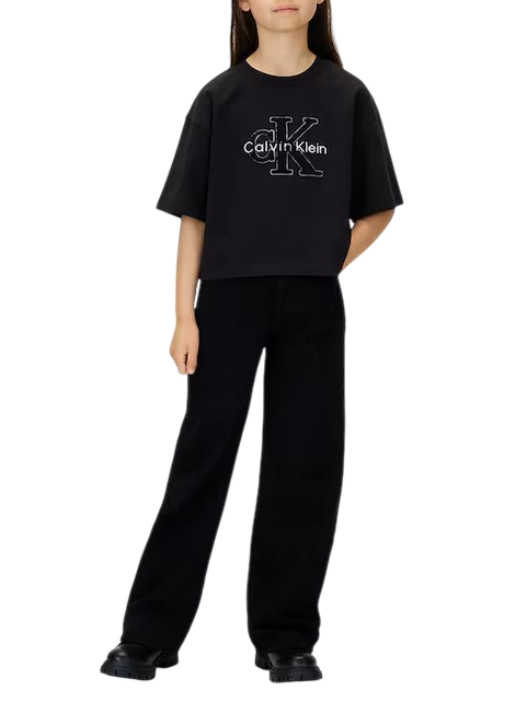 Calvin Klein Jeans jeans bambina gamba larga nero