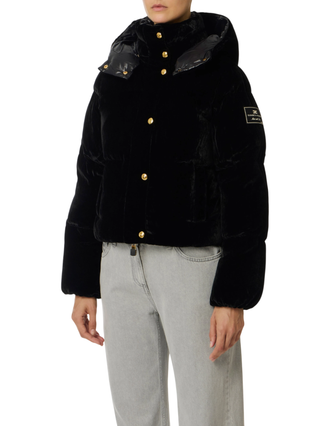 Elisabetta Franchi giubbino imbottito crop in velluto nero PI82D56E2 110 ELISABETTA FRANCHI 