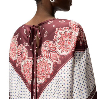 Pinko blusa Betsy in viscosa stampa multicolor bianco borgogna