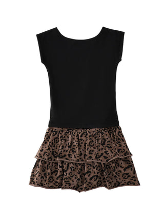 iDo completo bambina T-shirt e gonna nero marrone