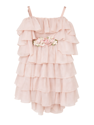 Colori Chiari abito cerimonia bambina con balze rosa