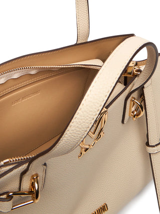 Love Moschino borsa a mano in ecopelle martellata beige chiaro