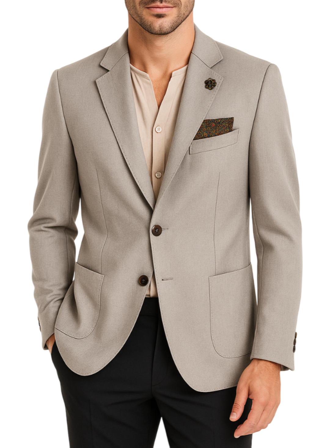Le Braghe giacca blazer uomo monopetto tortora