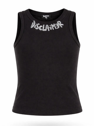 Disclaimer canotta bambina con logo glitter nero