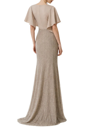 Couture Club abito cerimonia con gonna gioiello beige