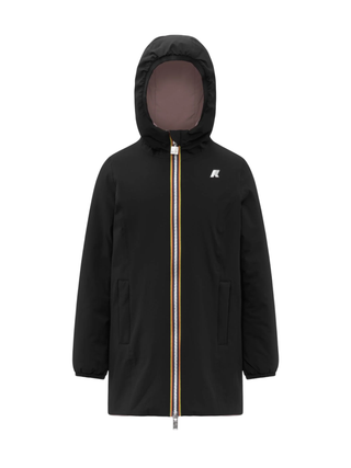 K-way piumino lungo reversibile con cappuccio p.denise nero rosa K11517W BBM K-WAY 
