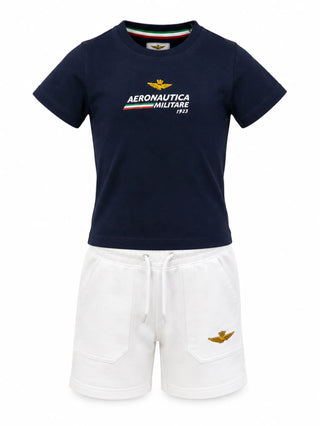 Aeronautica Militare completo estivo bambino T-shirt e shorts blu bianco