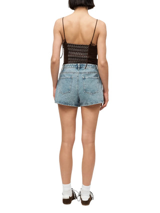 Only gonna pantaloncino Texas con applicazioni gioiello in denim medio