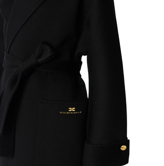 Elisabetta Franchi cappotto lungo con cintura in lana nero CP68D56E2 110 ELISABETTA FRANCHI 