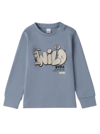 iDo T-shirt manica lunga con stampa celeste 4F253 3893 iDO 