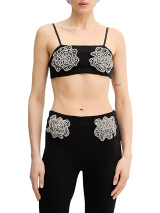 Pinko top bralette Barbabietole con applicazioni gioiello nero