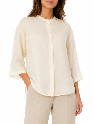 Jc Sophie camicia alla coreana donna in lino Lennon beige