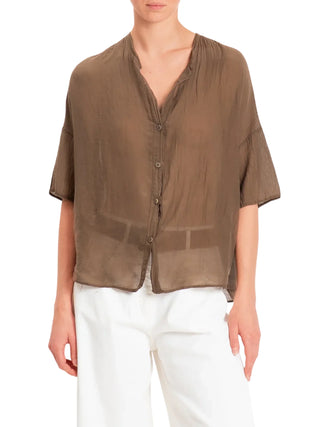 Vicolo camicia donna misto seta marrone TAB0670 CIOCCOLATO VICOLO 