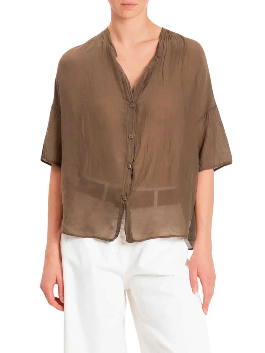 Vicolo camicia donna misto seta marrone