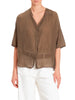 Vicolo camicia donna misto seta marrone