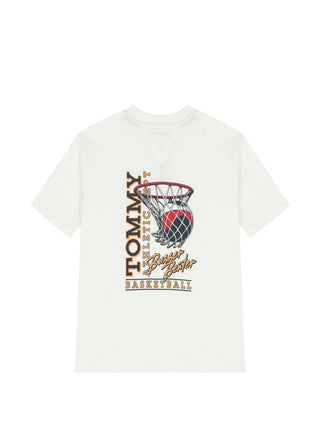 Tommy Hilfiger T-shirt bambino in jersey con stampe basketball bianco