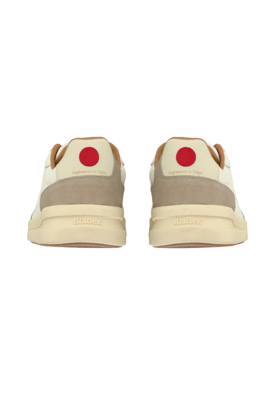 Blauer sneakers uomo Kyoto in pelle e suede panna beige