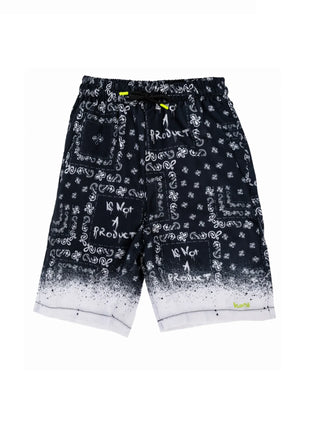 Disclaimer bermuda bambino in fantasia nero bianco